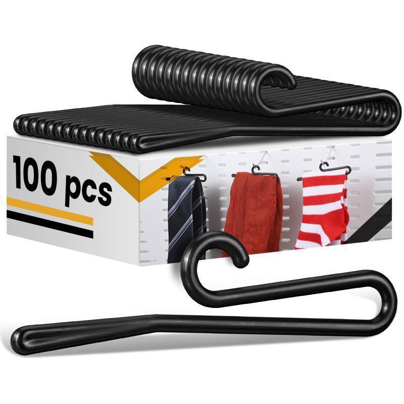 lot 73376 image: DoubleFill 100pcs Plastic Sock Hangers, 3.5 Inch Sock Display Hooks Long Non Slip Hangers Retail Socking Hanger Clip for Boutiques, Thrift Shops, Garage Sales and Vendor Shows, Black - Retail $12