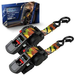 lot 47109 image: Retractable Ratchet Strap, 1.5In13Ft,Single Style,BS2204Lbs,2pcs - Retail $32