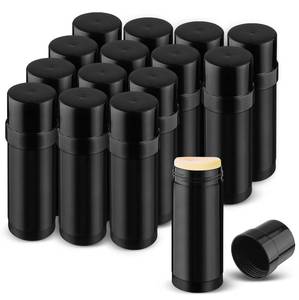 lot 47111 image: 15 Pack 2 oz60ml Plastic Deodorant Containers,Empty Round Twist-Up Solid Stick Tube Container for Homemade Deodorant,Shaving Soap Stick,Heel Lip Balm,Solid Lotion Bars-Top Filling,Black - Retail $17
