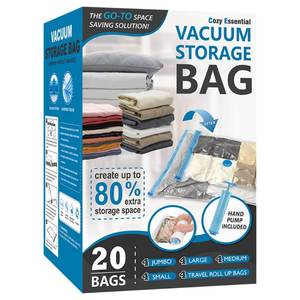 lot 47114 image: Vacuum Storage Bags with Hand Pump, Vacuum Seal Space Saver Bags,20 Combo - Retail $22