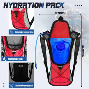 lot 47118 image: RED Hydration Backpack Pack with 2L Water Bladder, Hiking Backpack with Hydration Bladder Water Rucksack Backpack Bladder Bag Cycling Bicycle BikeHiking Climbing Pouch. - Retail $20