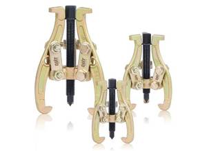 lot 47139 image: 3 4 6 Gear Puller Set, 3 Jaw Puller with Reversible Jaws3pc Bearing Puller Pulley Puller Tool Kit - Retail $30