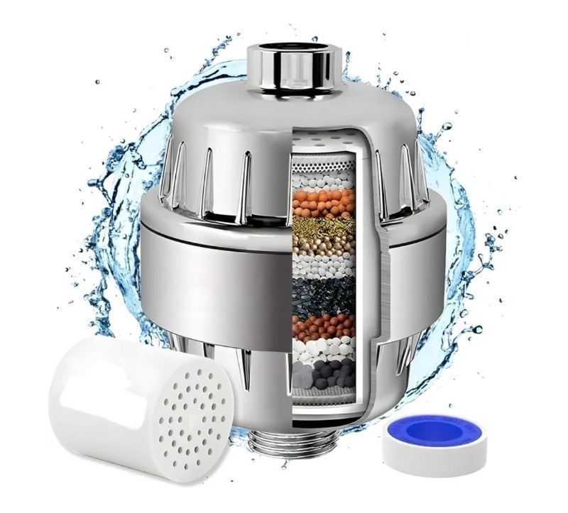 lot 19 image: Shower Filter 25 Stages High Output Shower Filter for Hard Water Universal Water Shower Filter Head with 2 Replaceable Shower Filter Cartridges,Reduces Dry Skin