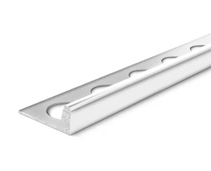 lot 237 image: Bundle of 2 Pieces TrimMaster Chrome 38 in. x 98-12 in. Aluminum L-Shaped Tile Edging Trim