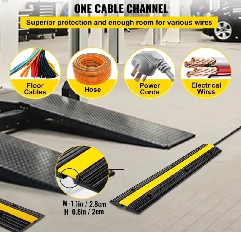 lot 294 image: 1-Channel Rubber Cable Protector Ramps Heavy Duty 22046Lbs Load Capacity Cable Wire Cord Cover Ramp Speed Bump Driveway Hose Cable Ramp Protective Cover