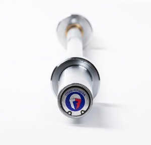 lot 6 image: Titan Fitness 60in Olympic Weightlifting Barbell, 500 LB Capacity, 28mm Grip Shaft, Chrome Finish, Bronze Bushings, Olympic-Sized Weight Sleeves Retails $104