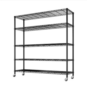 lot 7 image: 5-Tiers Steel Adjustable Garage Storage Shelving Unit in Black with Wheels (59.02 in. W x 74.02 in. H x 17.72 in. D) - Unassembled in box Retails $171