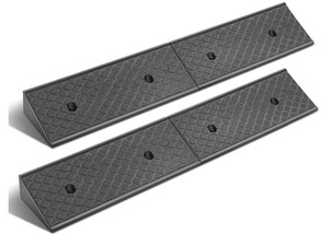 lot 45 image: DNA Motoring 2pcs 3 Rise Rubber Curb Ramp Heavy Duty Loading Driveway Ramp Threshold Ramp 38.6 W x 6.7 D x 3 H for Loading Dock, Warehouse, Motorcycles, Cars, TOOLS-00644