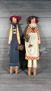 lot 113 image: Handmade Folk Art wood Dolls