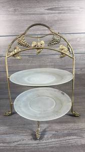 lot 188 image: Two-Tier Decorative Stand with glass plates