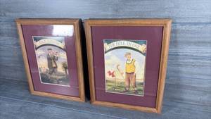 lot 202 image: Golf Course and The Hole in One Framed Prints Pair
