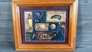 lot 206 image: Fishing Lure Collage Print Framed Wall Art C.G.CO F&S