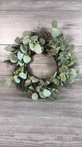 lot 207 image: Eucalyptus and Twig Wreath  18 Inch