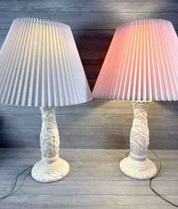 lot 248 image: Pair of Table Lamps with Pleated Shades, Decorative Bases, 2 Count