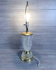 lot 255 image: Table Lamp with Textured Glass Base and Brass Fittings