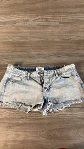 lot 270 image: Light Blue Denim Jean shorts with Distressed Details