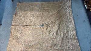 lot 278 image: Christmas Tree Skirt&nbsp (Square) Gold-Tone Sheer and Satin Fabric Lot with Metallic Trim