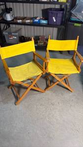 lot 291 image: Folding Chair with Yellow Canvas Seat and Back