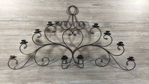 lot 293 image: Metal Scroll Wall Candle Holder 9-Cup Scrollwork Branch Design