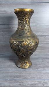 lot 304 image: Decorative Metal Vase with Relief Figural Design