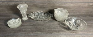 lot 320 image: Glassware Lot Decorative Vases Bowls Cut Pattern