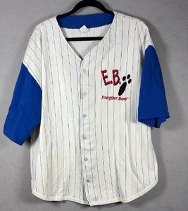 lot 338 image: Energizer Bunny E.B. Baseball Jersey XL Pinstripe Blue White 1994