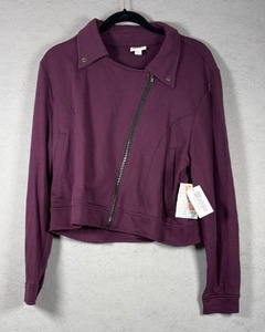 lot 341 image: LulaRoe Womens Jacket XL Purple Zip-Up Cropped
