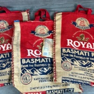 lot 439 image: Lot of 3 empty Royal Basmati Rice 20 LB Celebrating 25 Years Americas Basmati