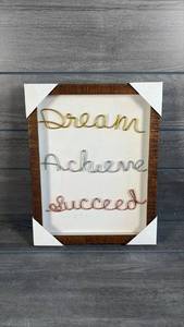 lot 485 image: Wall Decor Dream Achieve Succeed&nbsp Wire Art Sign Framed