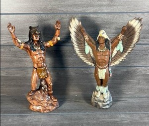 lot 495 image: Lot of 2 Hand-Carved Native American Figurines with Feathered Wings