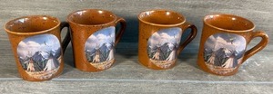 lot 514 image: Set of 4 Ceramic Mugs with Teepee Motif, 3.5 inches tall