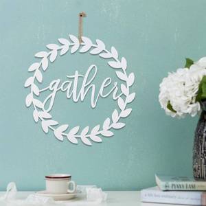 lot 13 image: NIKKY HOME Metal Cutout Gather Wall Art Hanging Sign Plaque, 18x17