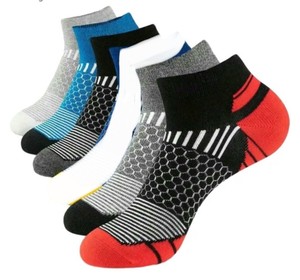 lot 62 image: 5 Pairs Mens Running Basketball Sports Short Socks - Breathable 6-10