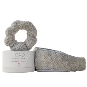 lot 86 image: VOLO Beauty Perfect Pair Scrunchie and Headband - Luna Gray