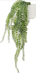 lot 111 image: Artificial Button Fern in Pot, 2ft Long