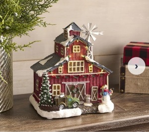 lot 116 image: Barn with Truck and Snowman by Valerie