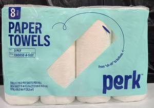 lot 882 image: Perk Paper Towels 2-Ply Choose-A-Size 8 Rolls 116 Sheets Per Roll
