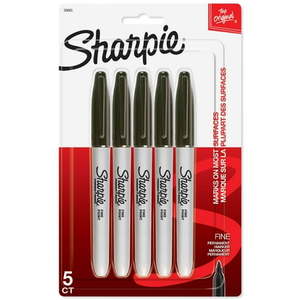 lot 887 image: Sharpie Permanent Markers  Fine Point  Black  5 Count