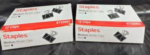 lot 889 image: (2) Staples Medium Binder Clips Black 12 Count
