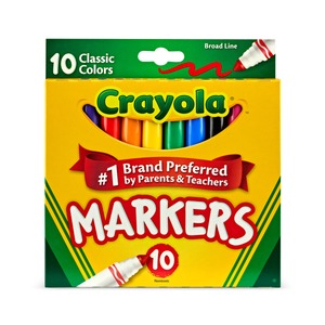 lot 891 image: Crayola Broad Line Markers  10 Ct  Back to School Supplies for Kids  Teacher Supplies  Beginner Child