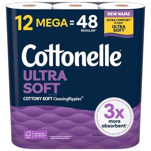 lot 892 image: Cottonelle Ultra Soft Toilet Paper - 12 Mega Rolls