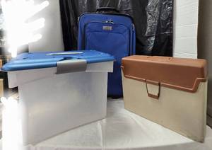 lot 903 image: Carry-On Rolling Luggage, 2 File Storage Containers