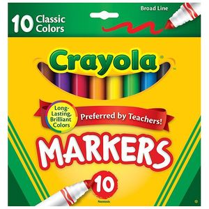 Crayola Broad Line Markers  10 Ct  Back to School Supplies for Kids  Teacher Supplies  Beginner Child