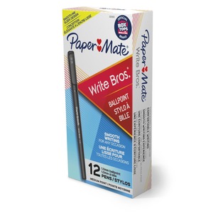 lot 931 image: Paper Mate Ballpoint Pens  Write Bros. Black Ink Pens  Medium Point (1.0mm)  12 Count
