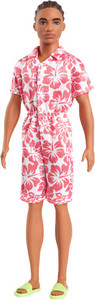lot 950 image: Barbie Fashionistas Ken 11 Doll #235 in Hawaiian Print Jumpsuit with Green Sandals, Brown Hair