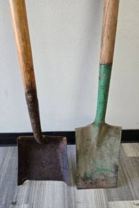2 Spade Shovels with Wooden Handles