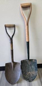 lot 989 image: Two Sand and Gravel Shovels with Wood Handles