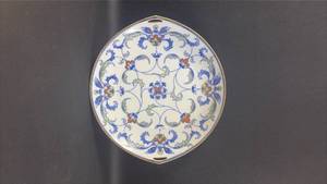 lot 4 image: Hand Painted Nippon Decorative Plate Blue Floral Scrollwork 11 Inch