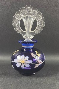 lot 6 image: Hand Painted Fenton, Signed, Blue & Purple Glass