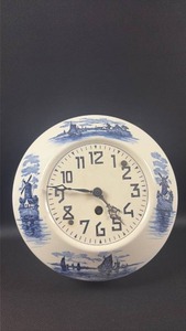 lot 12 image: Gustav Becker German Delft Blue Wall  Clock